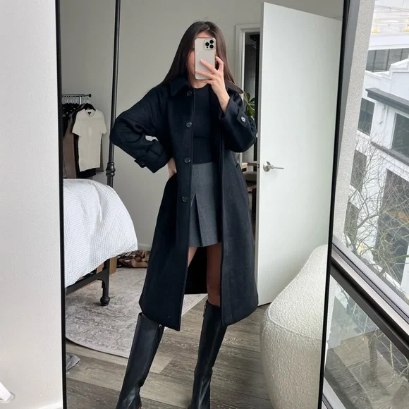 Abercrombie Fitch Wool-Blend Funnel Neck Coat